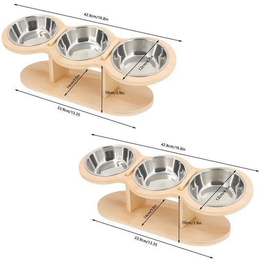 Stainless Cat Bowls In 1 Elevated Feeder Tilted 15 Degree