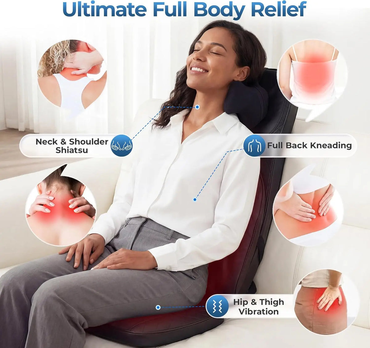 HIMOUTA Shiatsu Massage Chair Pad With Heat And Compression