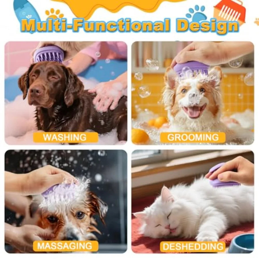 Silicone Dog Grooming Brush For Bath Massage And Daily Care