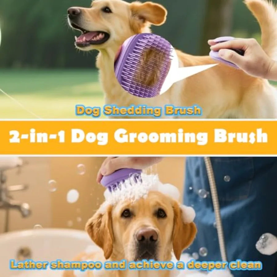 Silicone Dog Grooming Brush For Bath Massage And Daily Care
