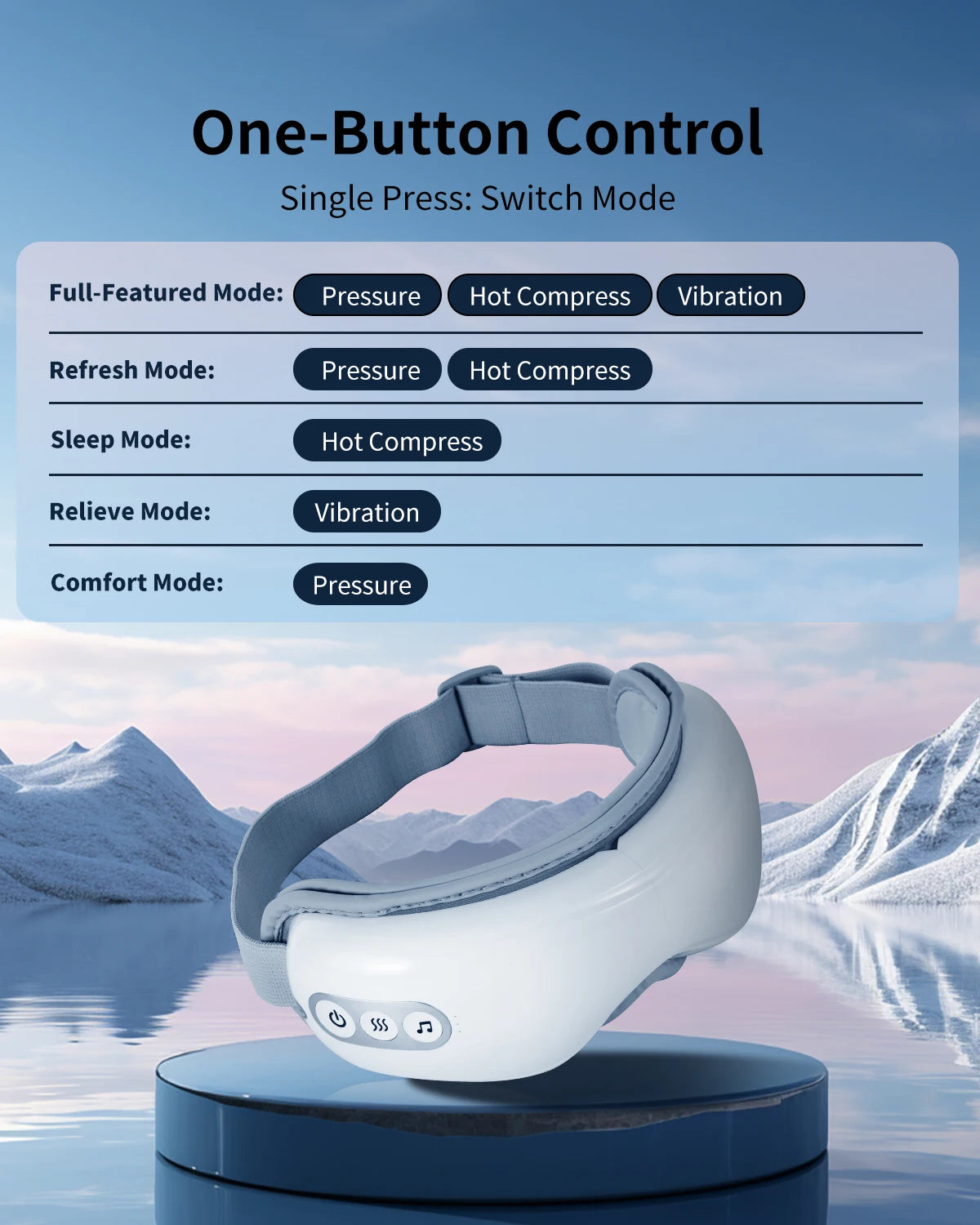 Portable Heated Eye Massager With Compression And Bluetooth Music