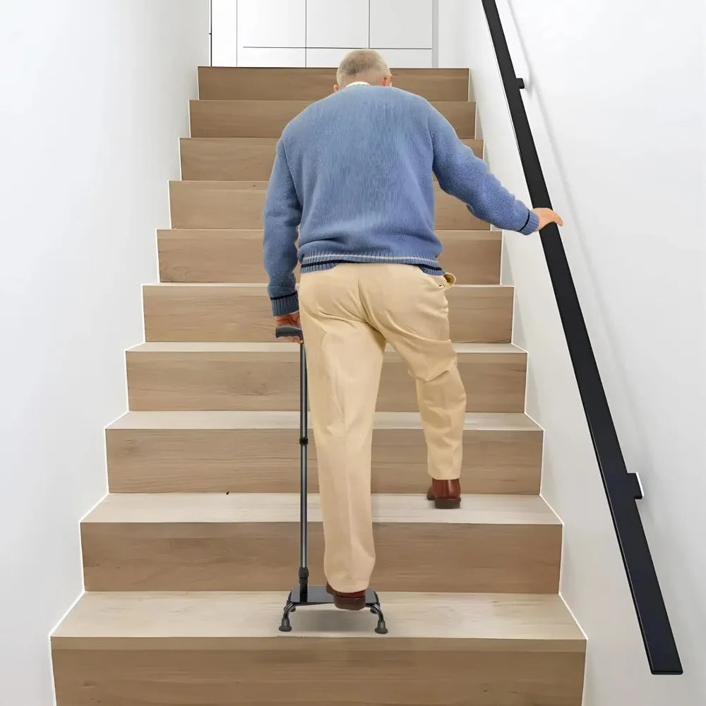 Aluminum Stair Climbing Cane With Adjustable Height Design