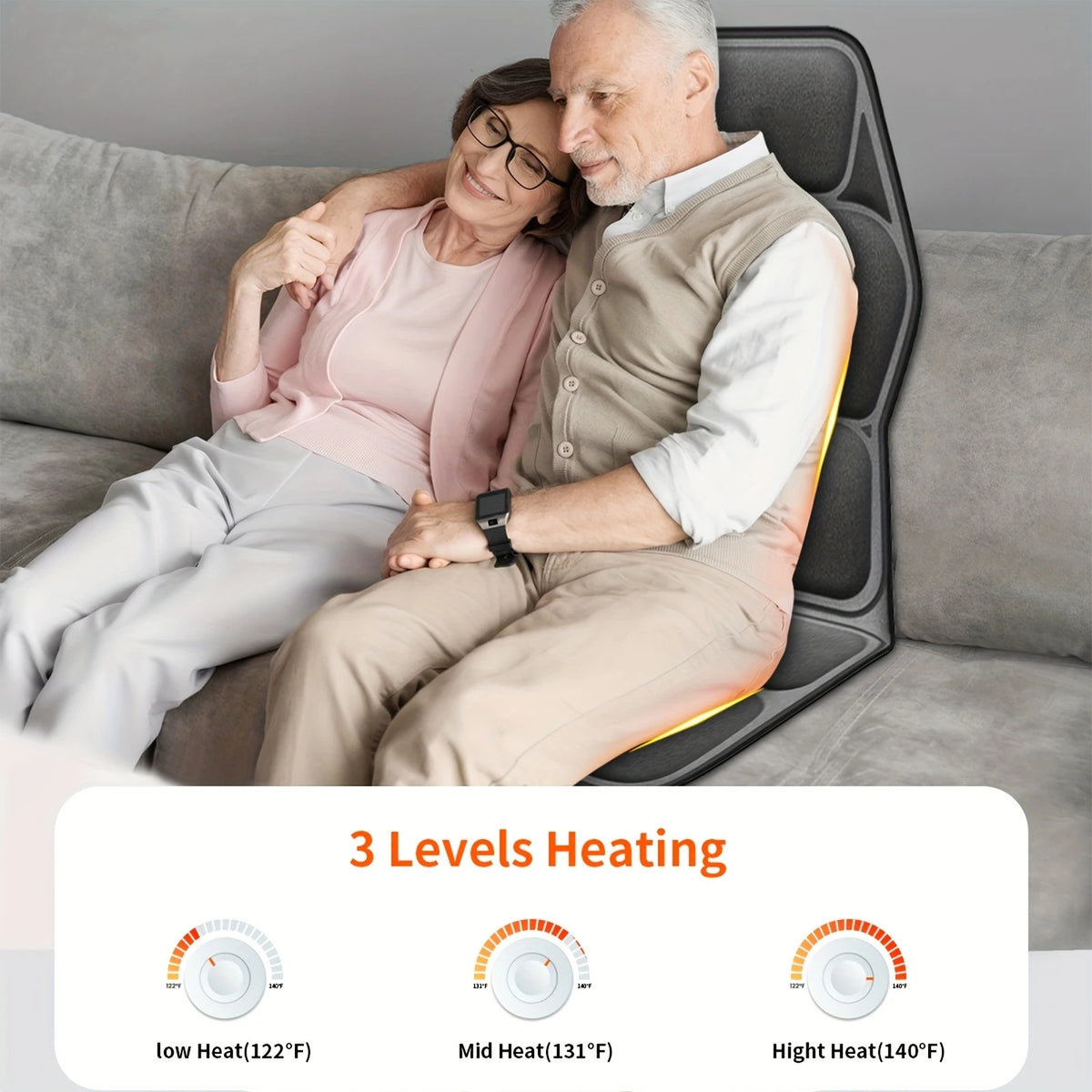 Ekmoey Massage Seat Cushion With Heat And Vibration Back Support