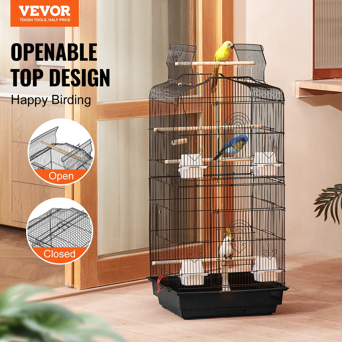Open Top Large Parrot Bird Cage For Travel And Home