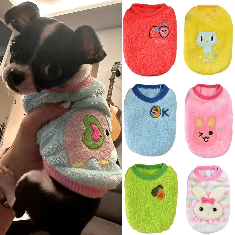 Cute Printed Tea Cup Dog Sweater With Cozy Fleece Comfort