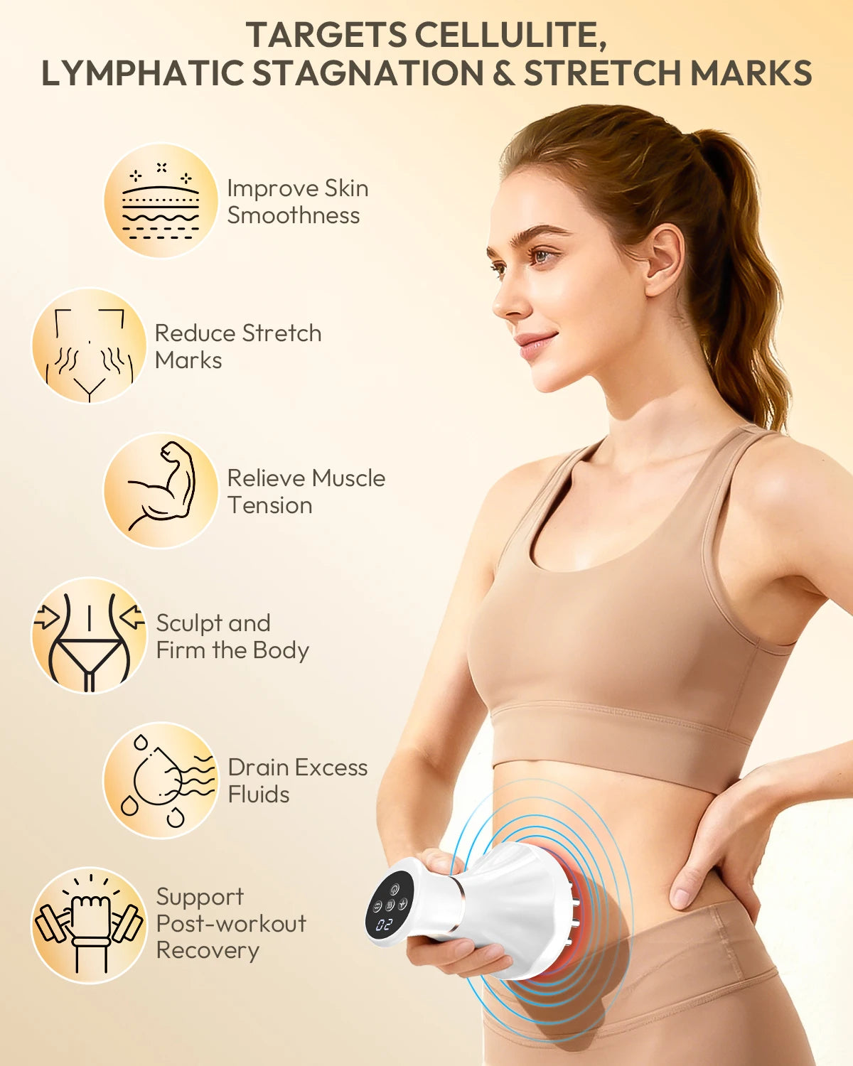 Lymphatic Drainage Handheld Massager For Anti Cellulite Body Firming