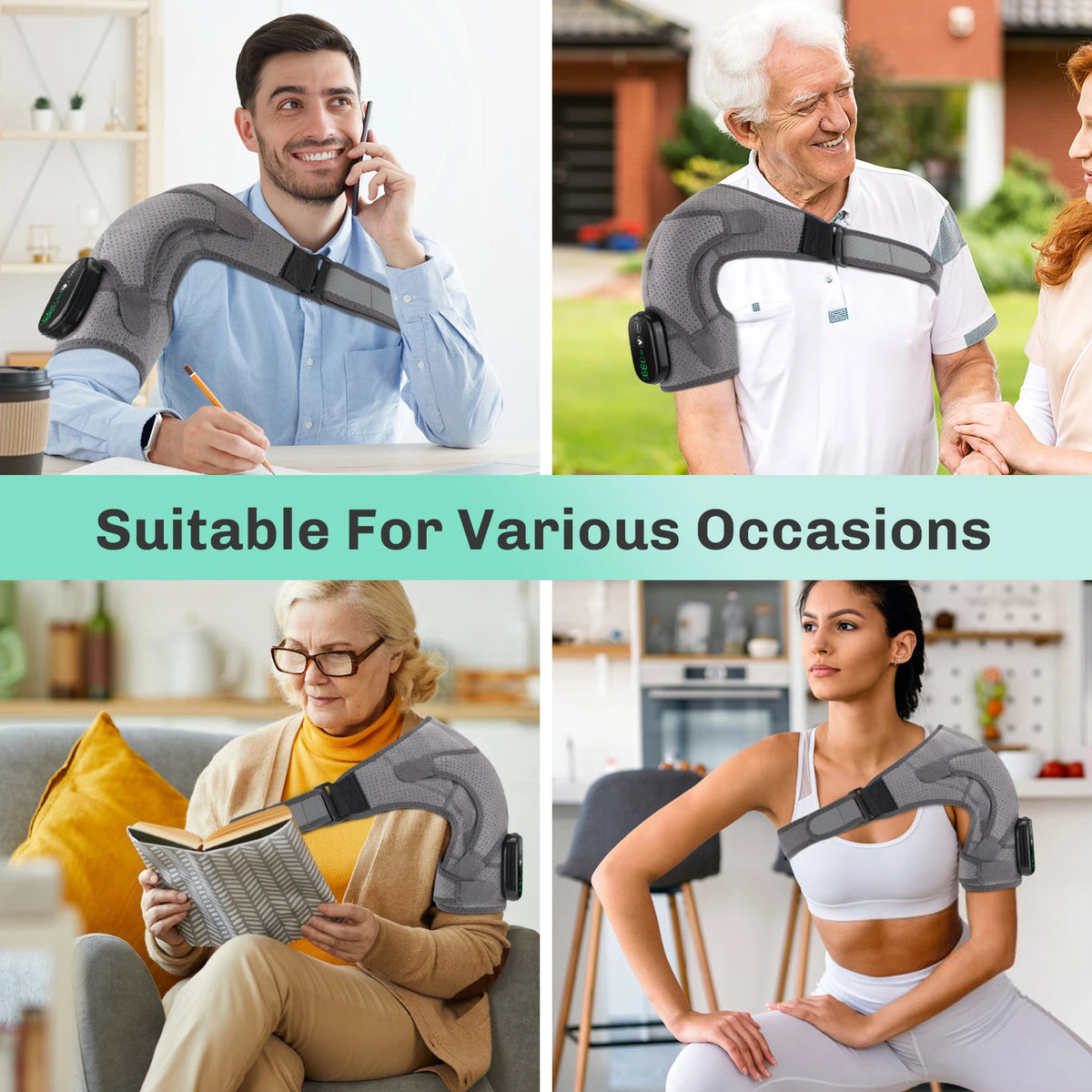 Hailicare Cordless Heating Shoulder Massager With Vibration Support Belt
