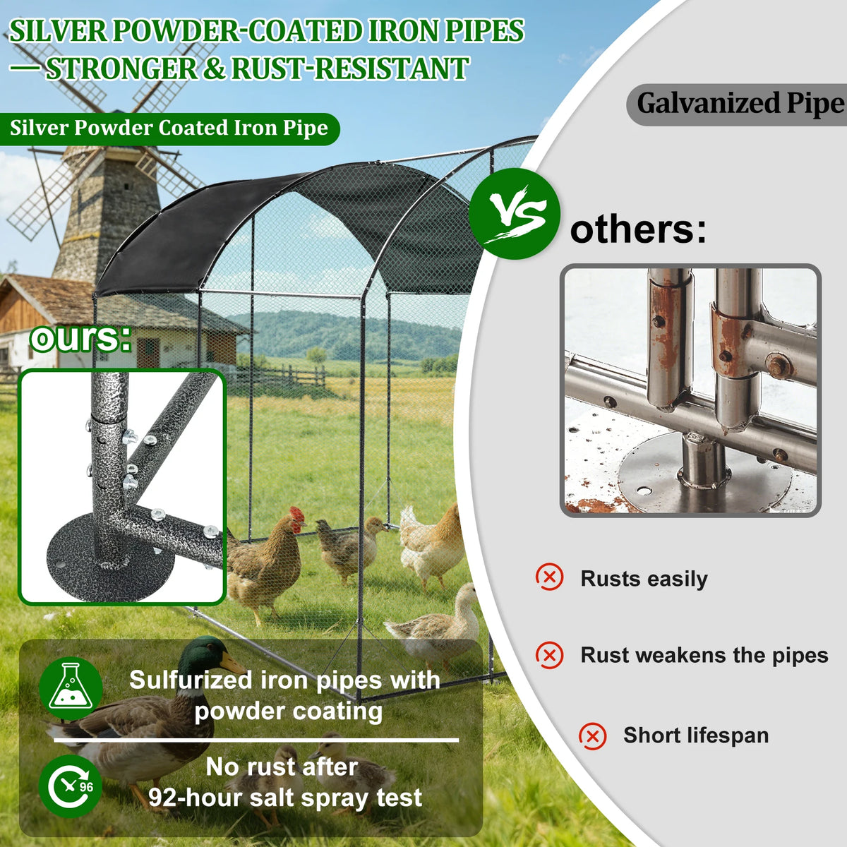 BORWART Walk-In Chicken Coop Cage With Nylon Netting