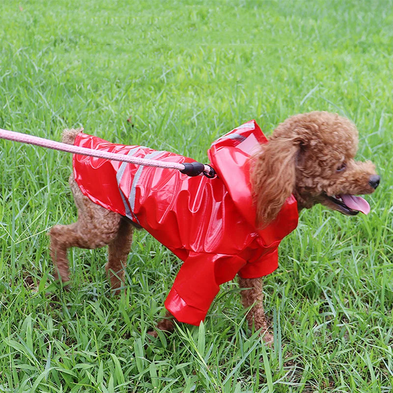Waterproof Reflective PU Pet Raincoat Jacket For Dogs