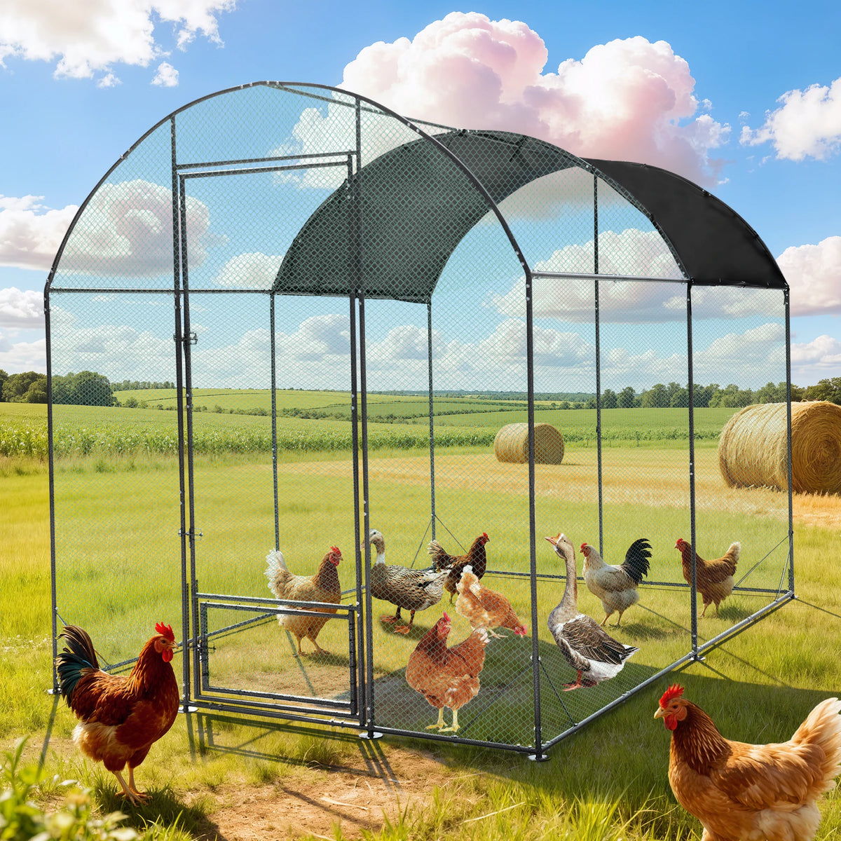 BORWART Walk-In Chicken Coop Cage With Nylon Netting