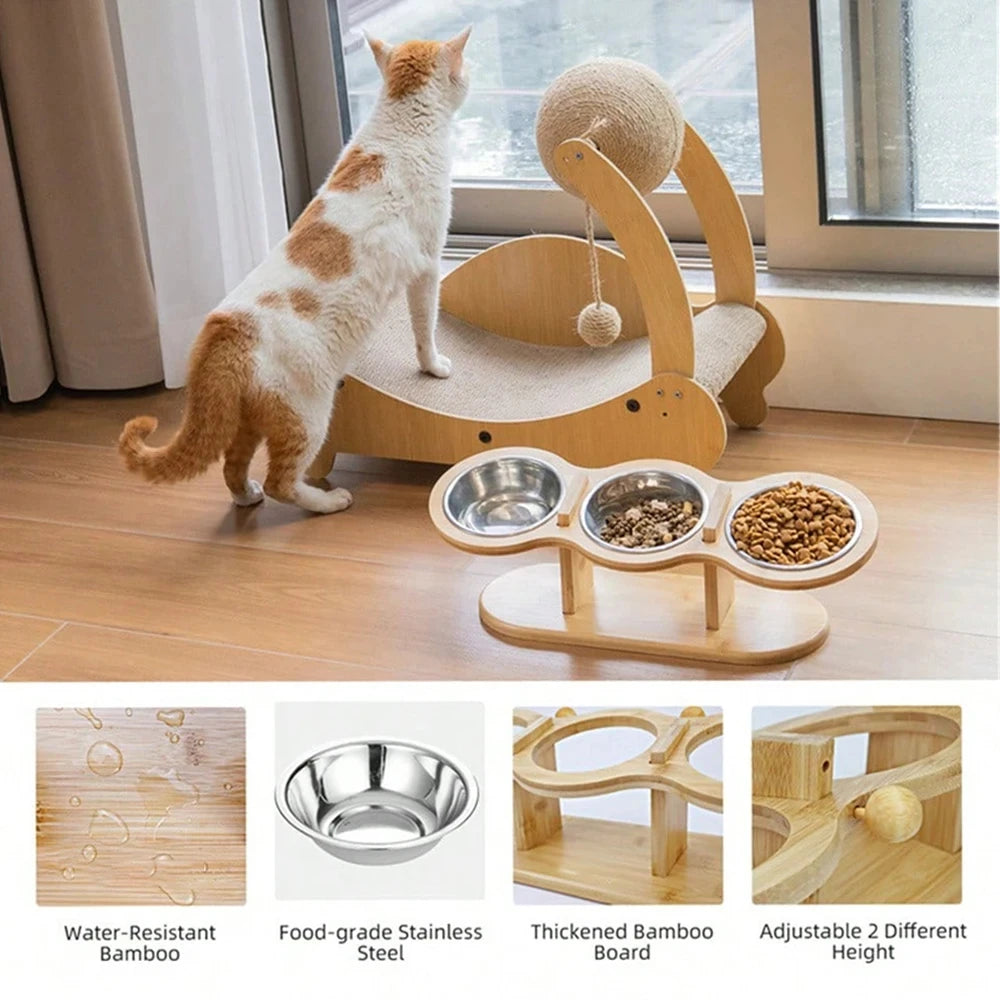 Stainless Cat Bowls In 1 Elevated Feeder Tilted 15 Degree