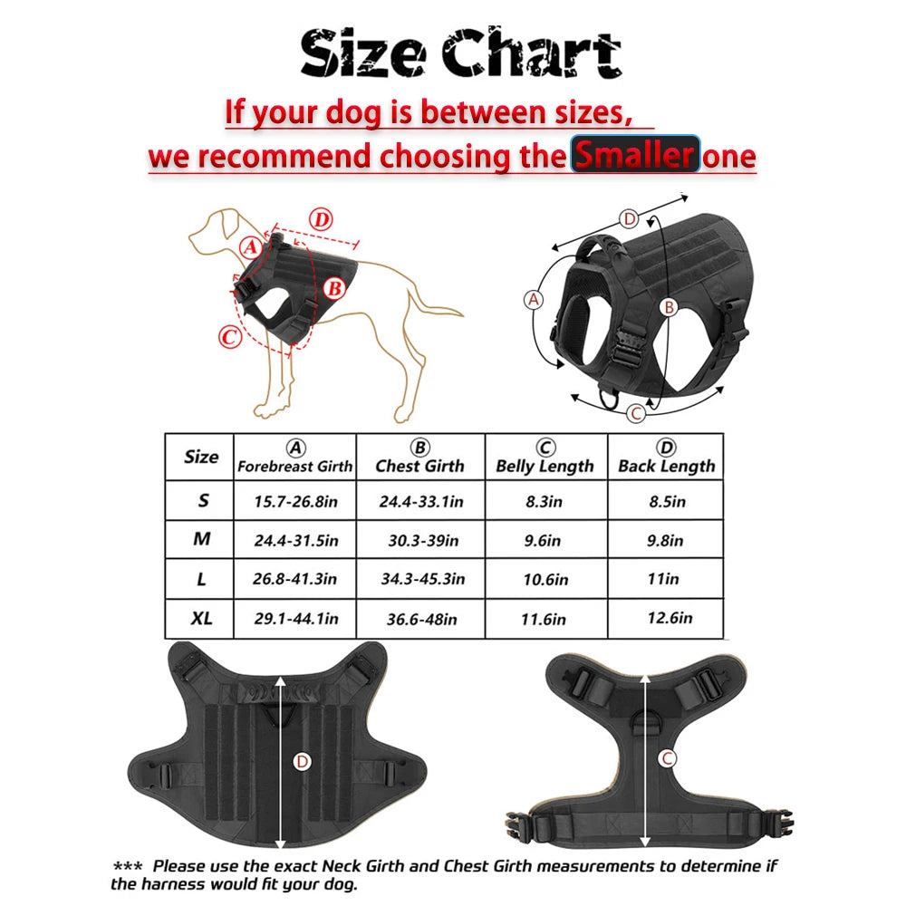 PETRAVEL Tactical Dog Harness With Molle Pouches For Training Walks