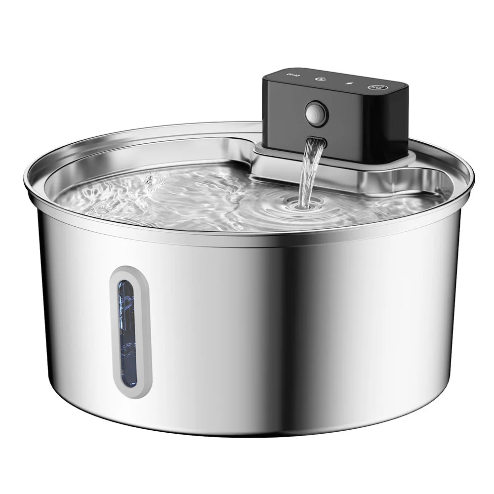 Stainless Steel Automatic Wireless Pet Water Fountain With Motion Sensor