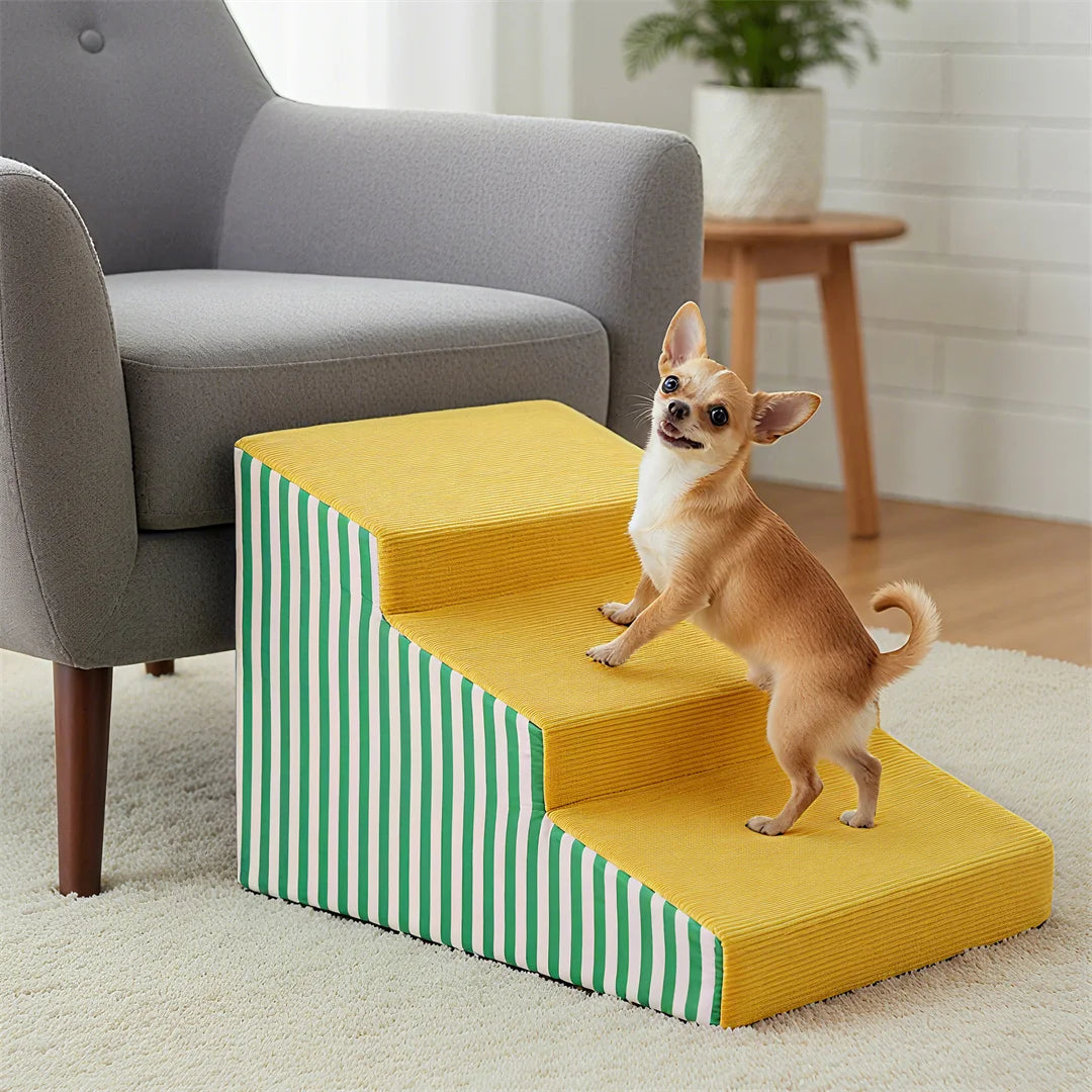 Foam Dog Stairs With Gentle Slope And Washable Cover