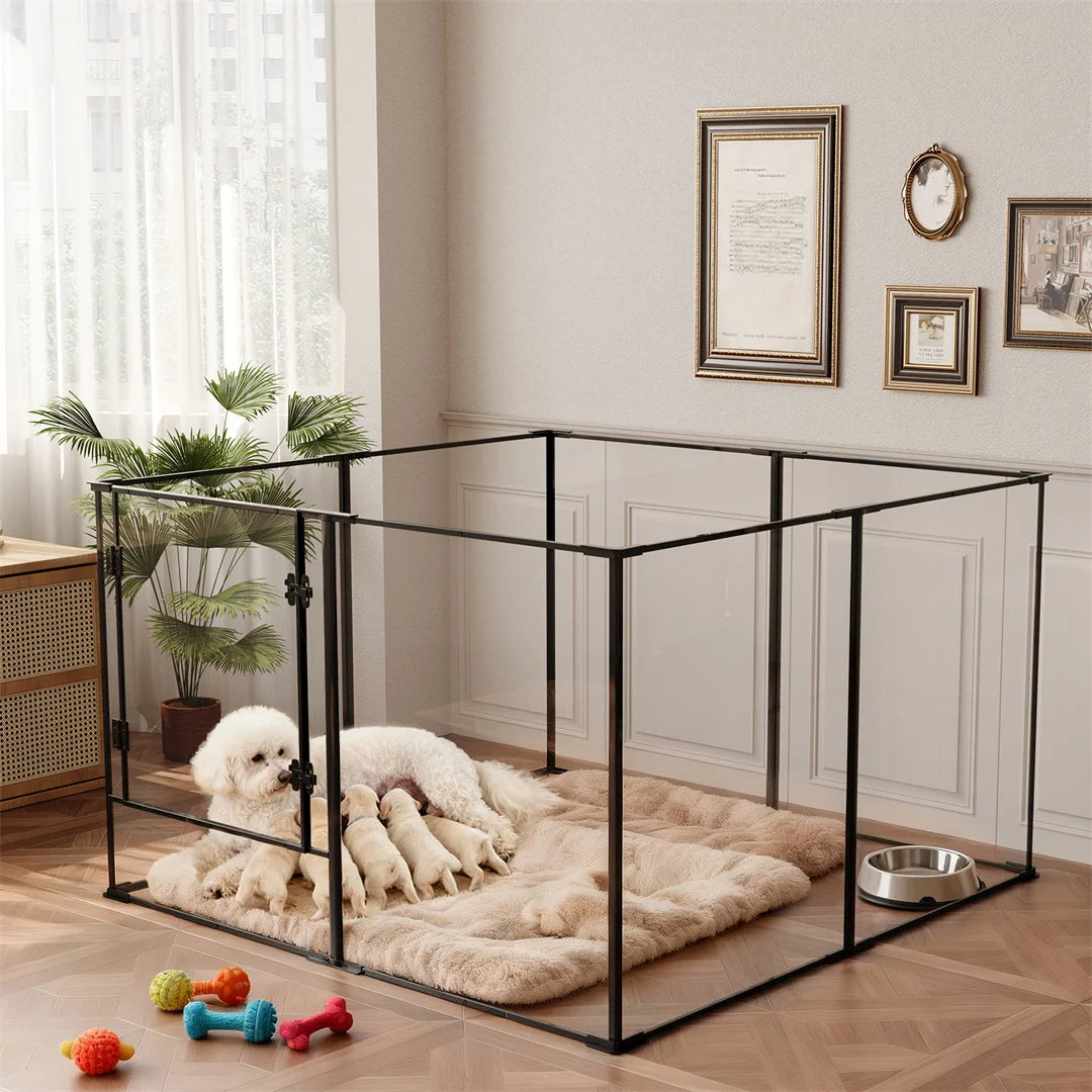 Bingopaw 8 Panel Clear Acrylic Dog Playpen Exercise Fence