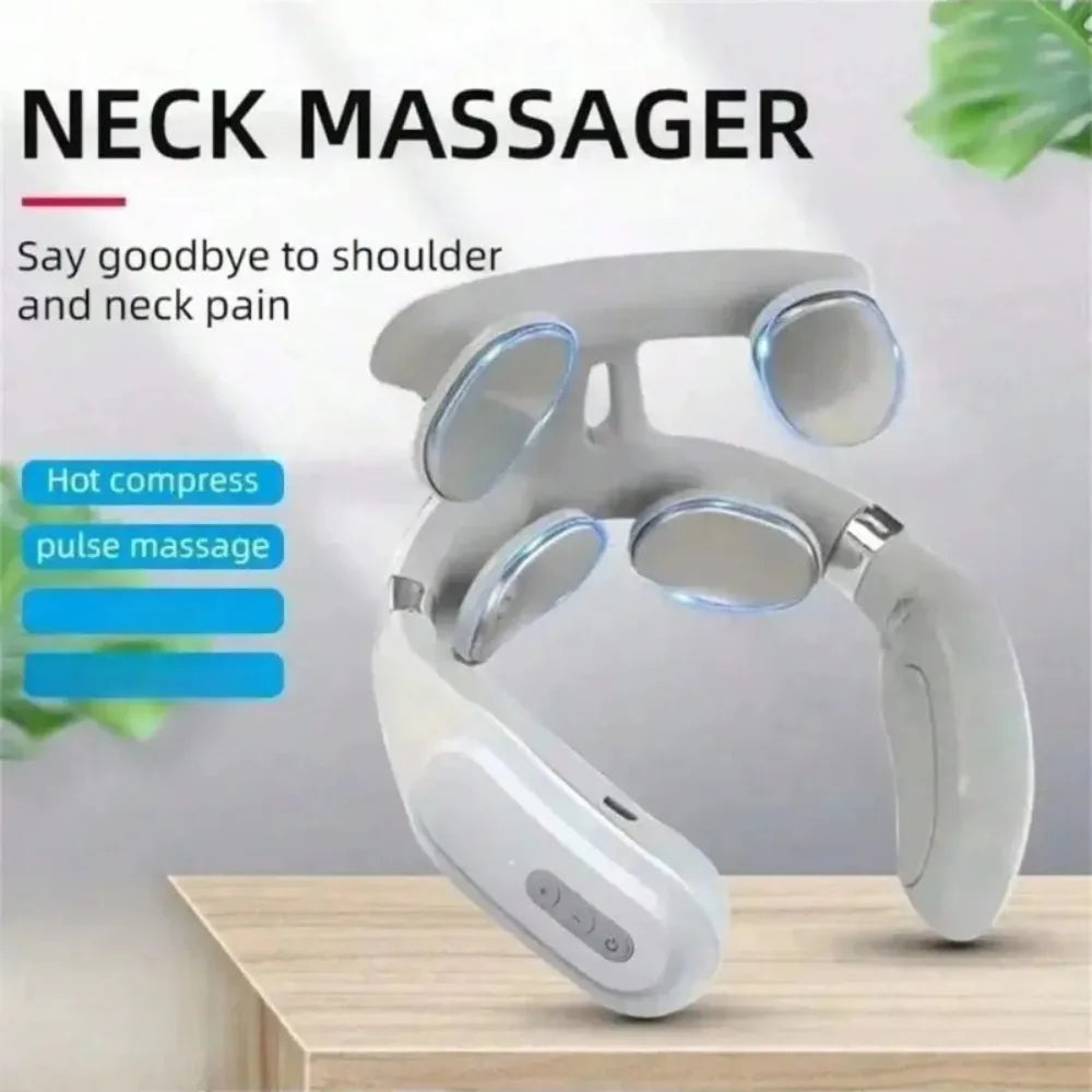 Lism Four Heads Usb Heating Neck Massager With Breathing Light