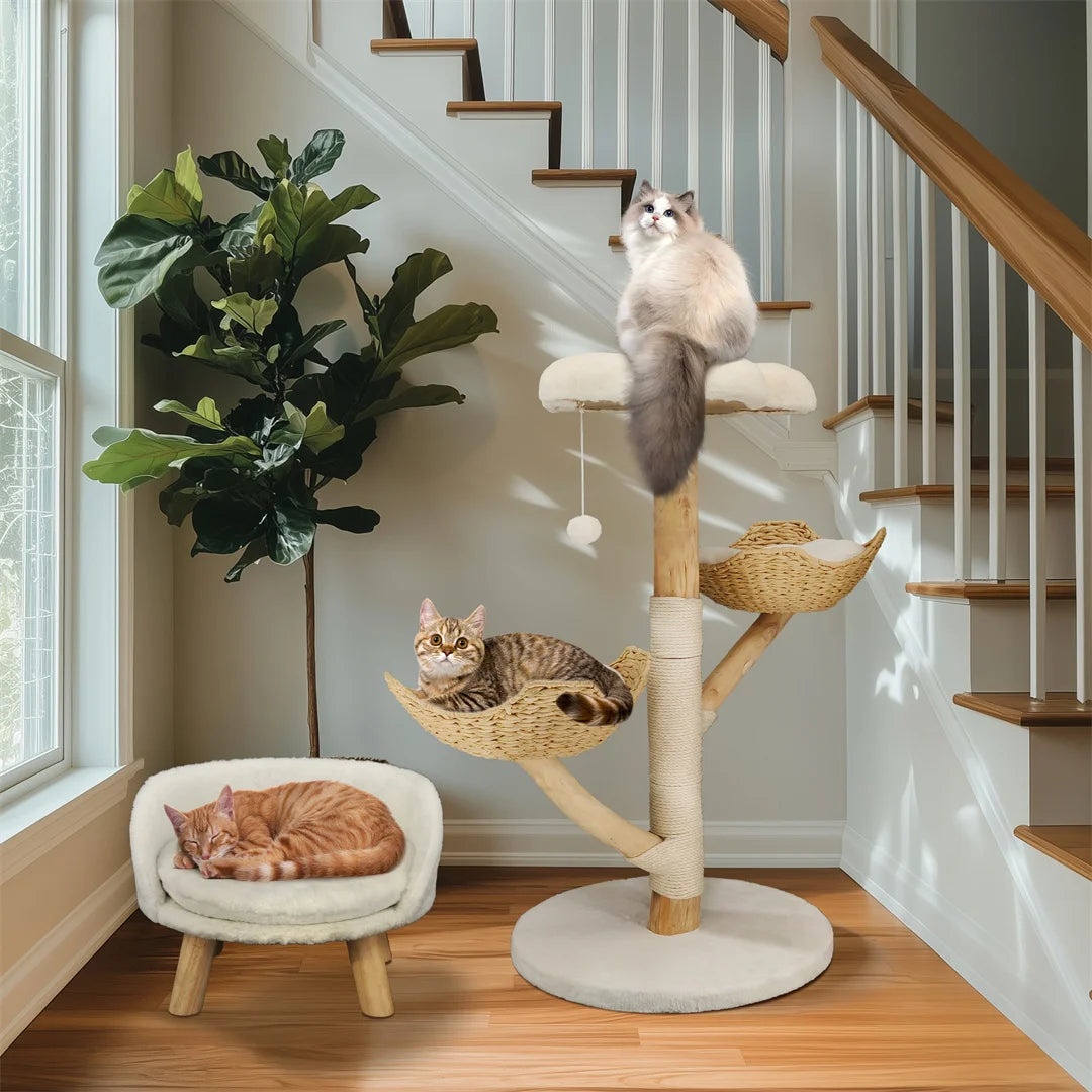 BingoPaw Modern Four Tier Cat Climbing Tree With Plush And Sisal