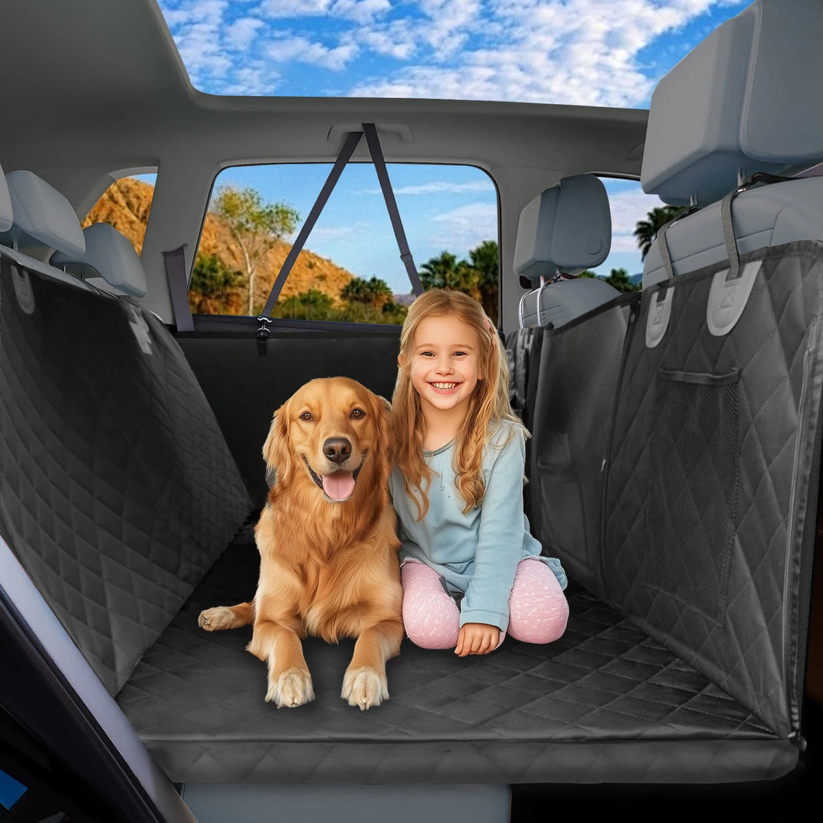Bingopaw Waterproof Dog Car Seat Cover With Pockets And Hard Base
