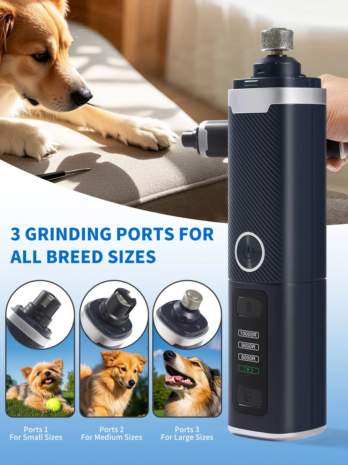 USB Rechargeable Quiet Pet Nail Grinder for Dogs and Cats