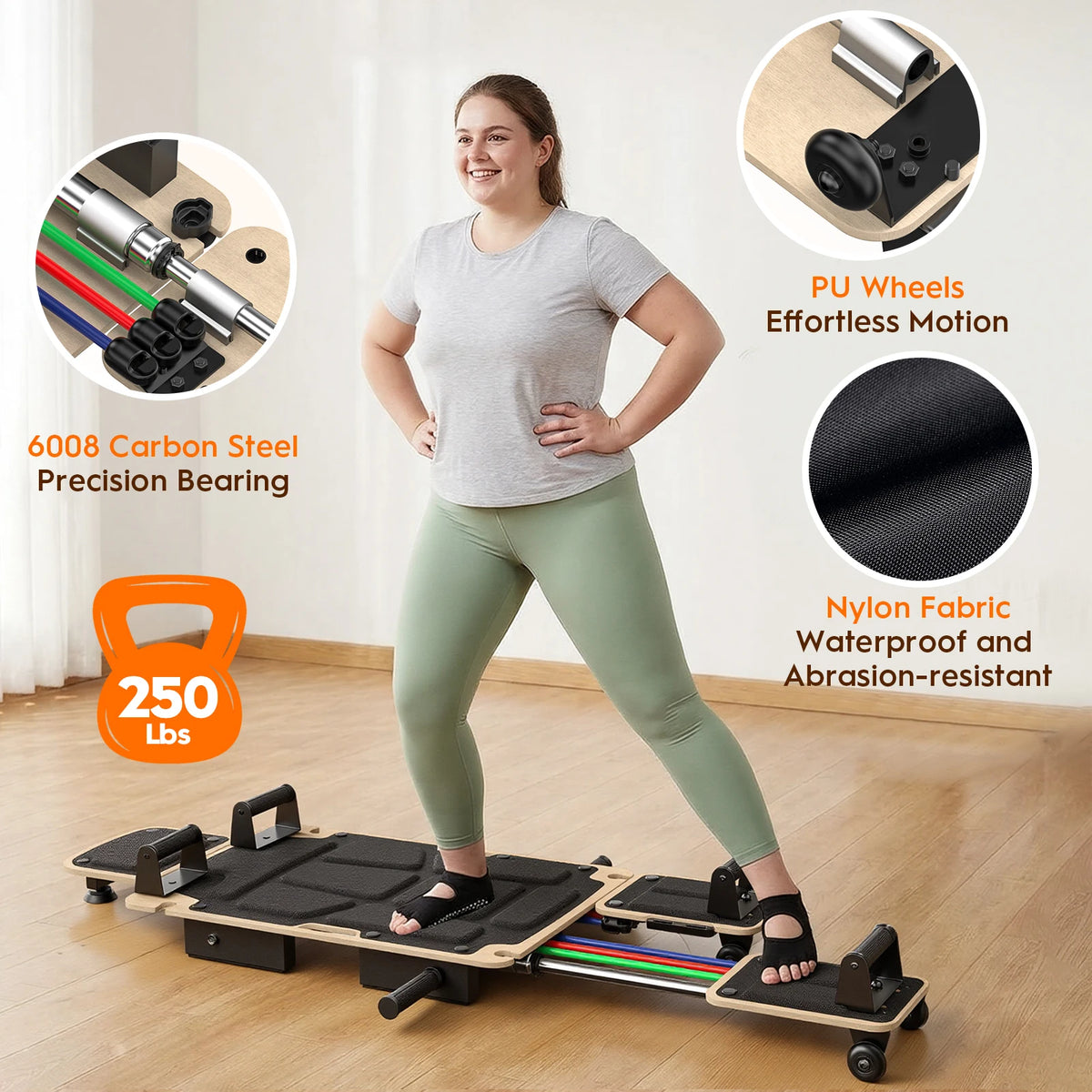 Foldable 5 In 1 Pilates Reformer For Full Body Home Gym