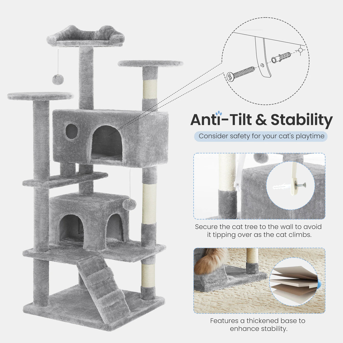 MCQ 54 Inch Indoor Five Tier Cat Tree With Sisal Posts