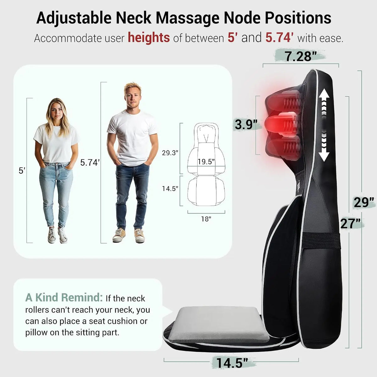 Shiatsu Neck And Back Massager With Heat For Chairs