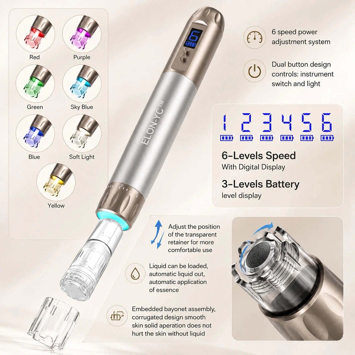 Elon Professional Rechargeable Microneedling Treatment Pen