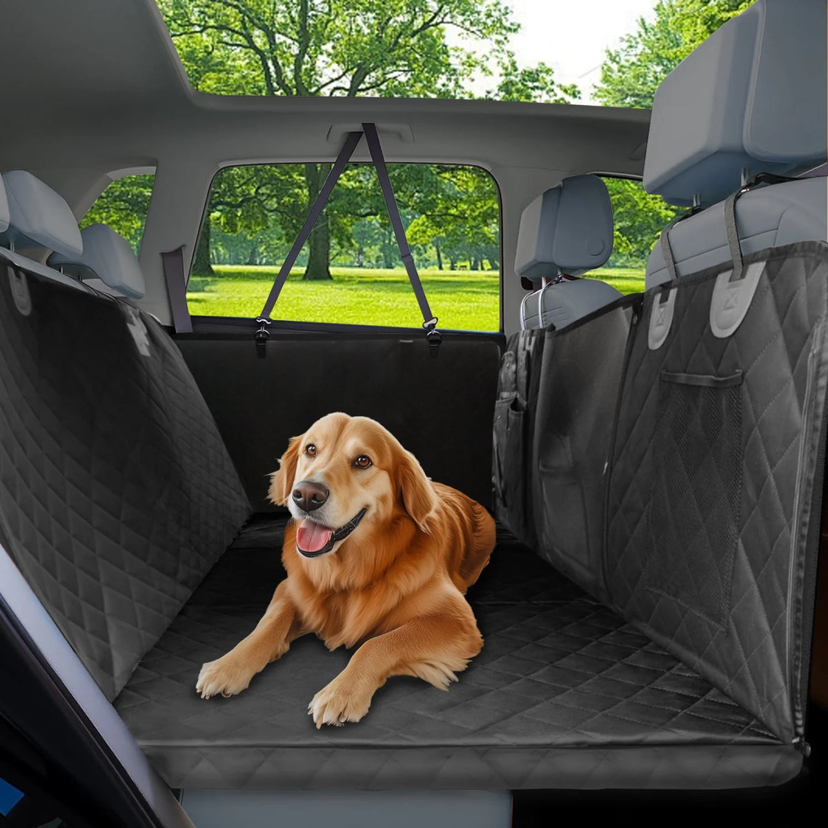 Bingopaw Waterproof Dog Car Seat Cover With Pockets And Hard Base