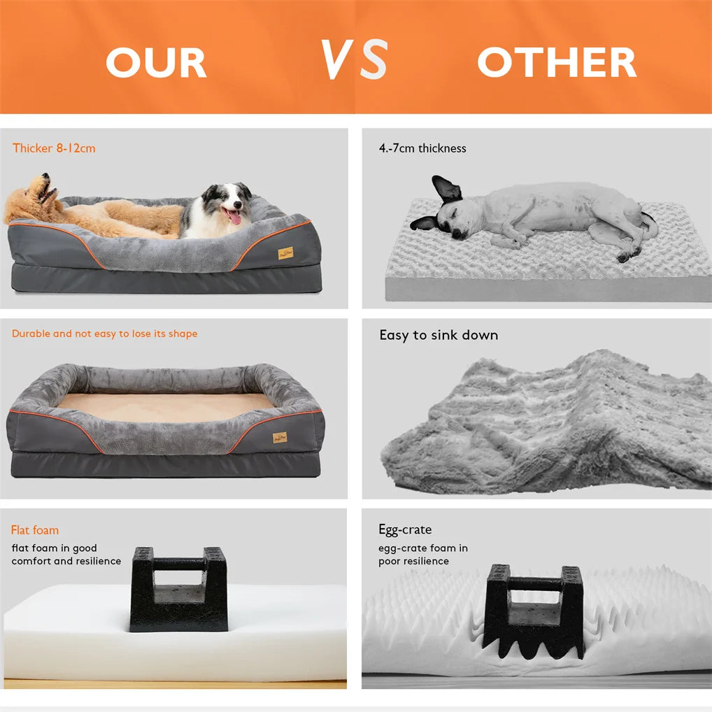 BORWART Orthopedic Memory Foam Dog Bed With Removable Cover