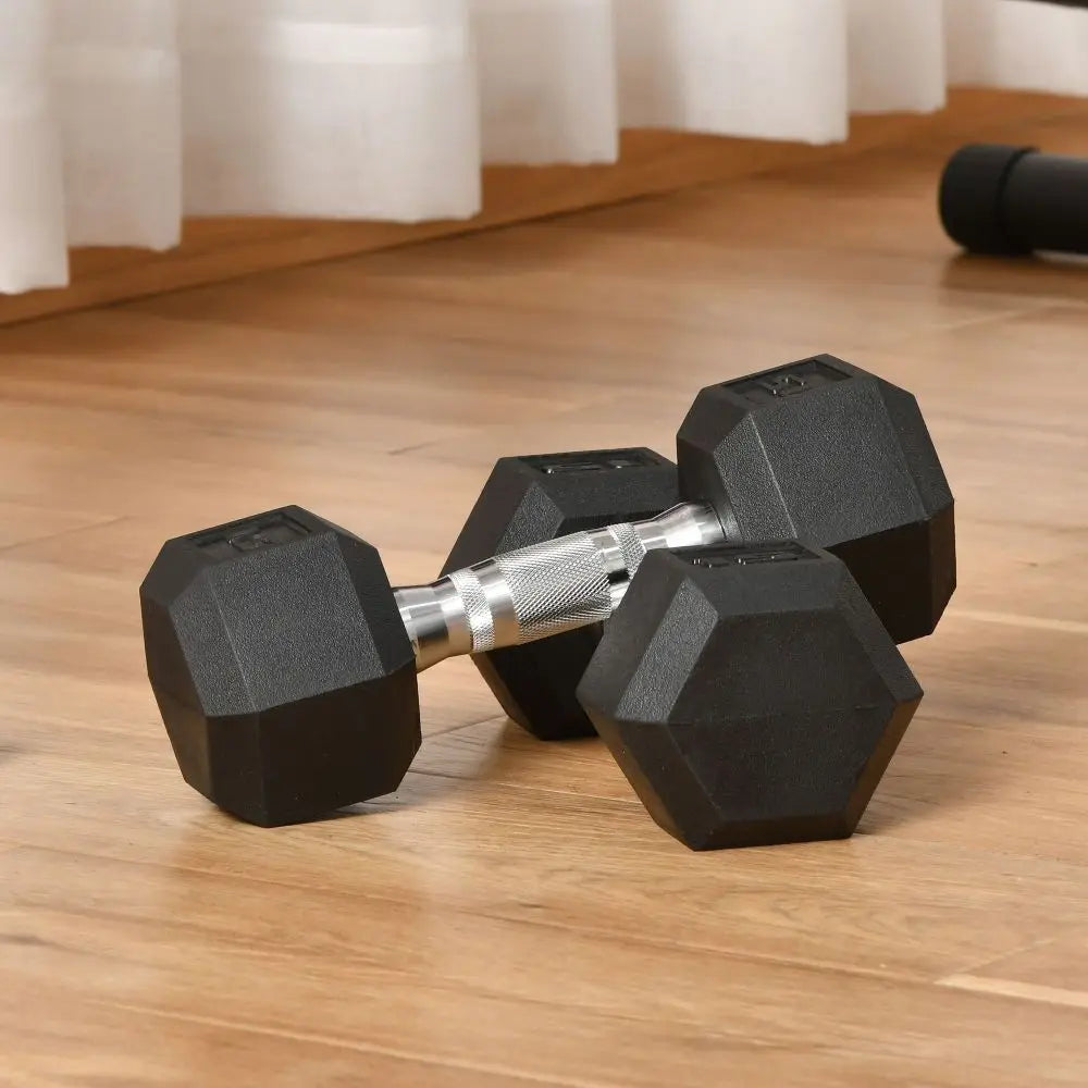 Hex Rubber Dumbbell Set Anti Roll Handle For Home Gym