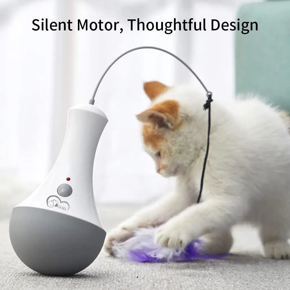 Cat Interactive Feather Teaser Toy For Indoor Play 360 Rotation