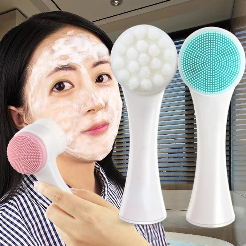 Double Sided Silicone Facial Cleansing Brush Pore Exfoliator