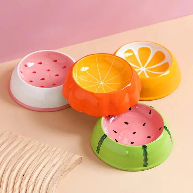 Watermelon Strawberry Shaped Pet Ceramic Bowl For Cats And Dogs