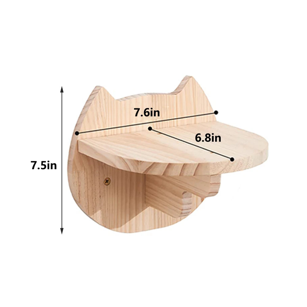 CWV Wall Mounted Cat Shelves Pine Wood Moon Hammock Star Frame