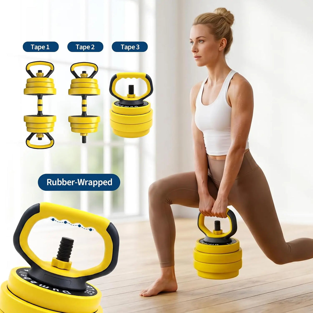 Adjustable 4-in-1 Dumbbell Barbell Kettlebell Home Gym Training Set