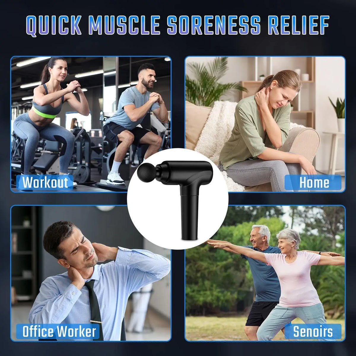 Silent Deep Tissue Percussion Massage Gun With Travel Case