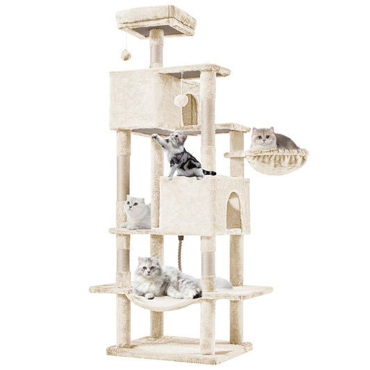 MCQ Five Level Cat Tree Tower With Natural Sisal Posts Pet Condo