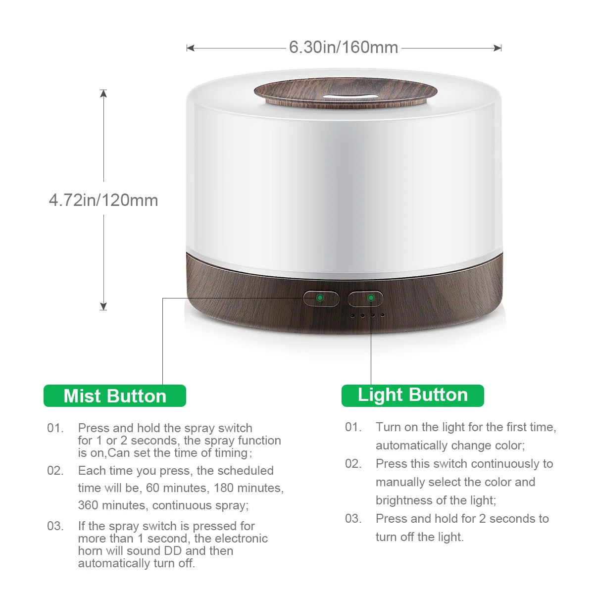 Ultrasonic Cool Mist Essential Oil Diffuser For Home Aromatherapy