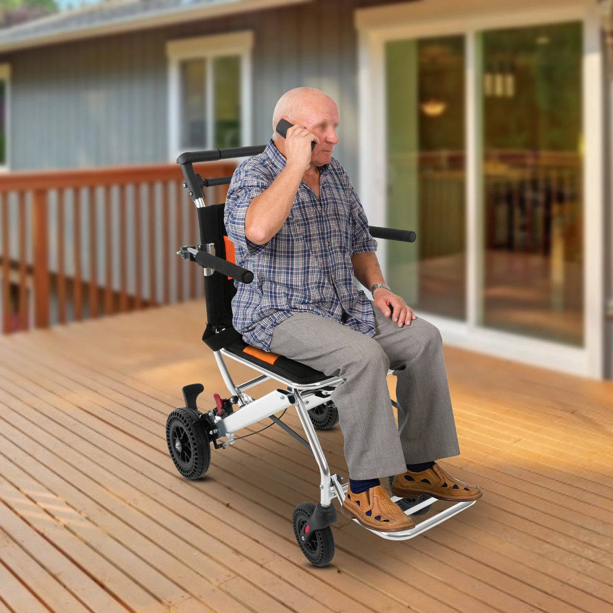 Folding Wheelchair for Seniors 160kg Capacity Lightweight Transport Chair