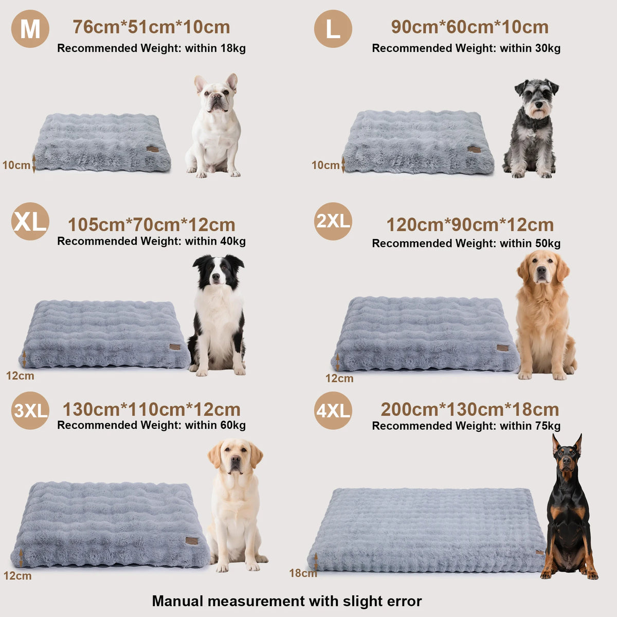 Borwart Ultra Plush Washable Dog Crate Bed Cushion Removable Cover