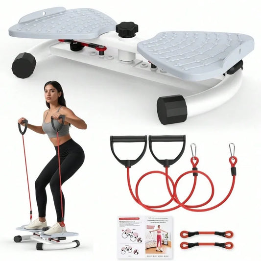 Adjustable Resistance Twist Stepper With Bands For Home Fitness Trainer
