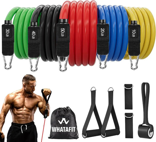 Whatafit Resistance Bands With Handles Door Anchor and Ankle Straps