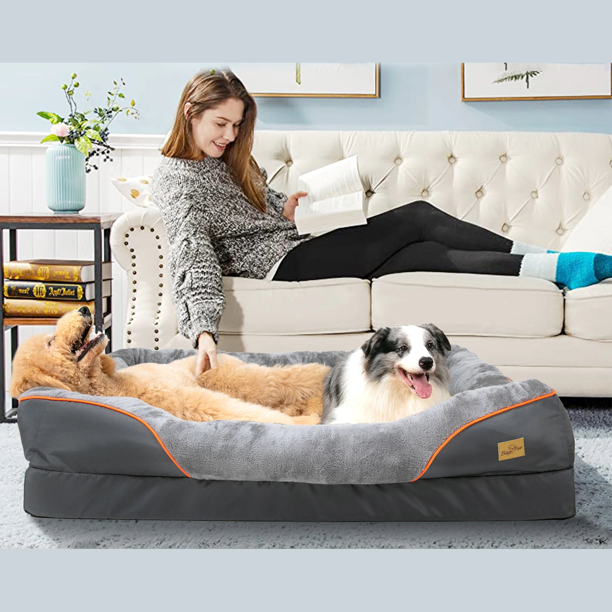 Bingopaw Large Dog Bed Soft Fleece Removable Wash Cover