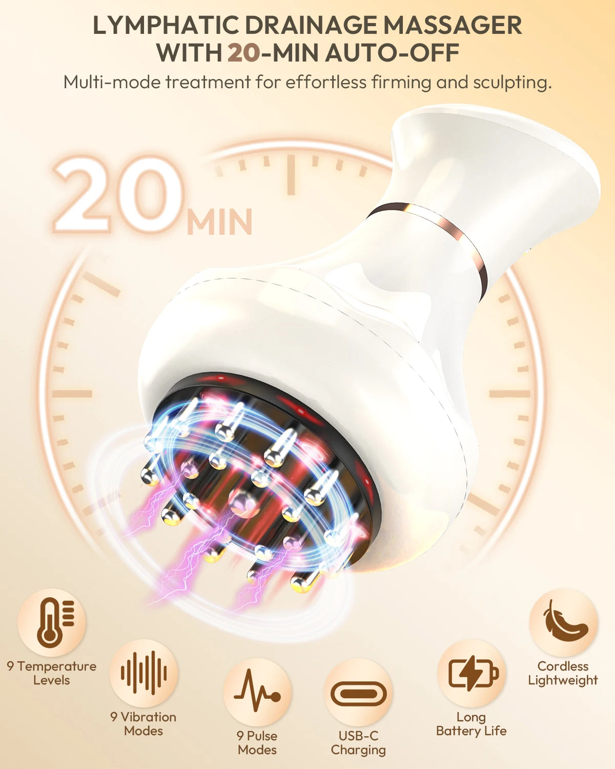 Lymphatic Drainage Handheld Massager For Anti Cellulite Body Firming