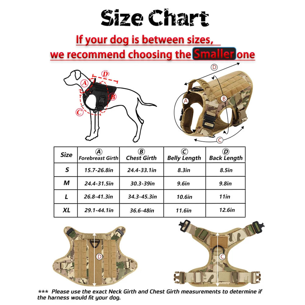 Durable Tactical Dog Harness And Leash Set No Pull
