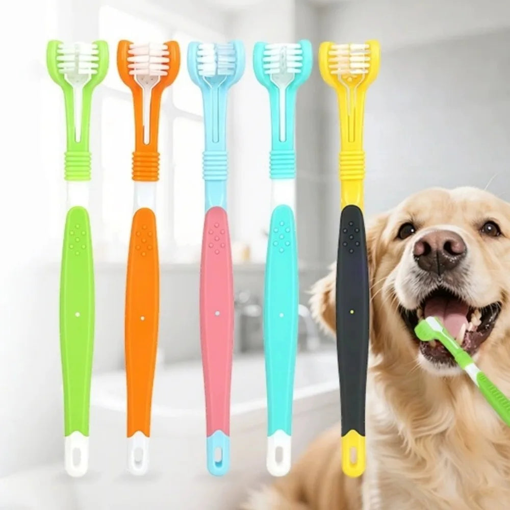 Triple Sided Pet Toothbrush For Effective Oral And Dental Care