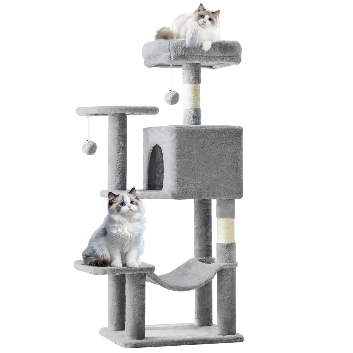 Mcq Grey Four Tier Cat Tree Tower With Sisal Posts
