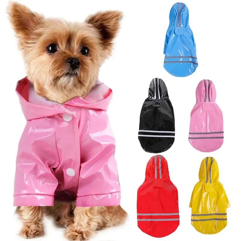 Waterproof Reflective PU Pet Raincoat Jacket For Dogs