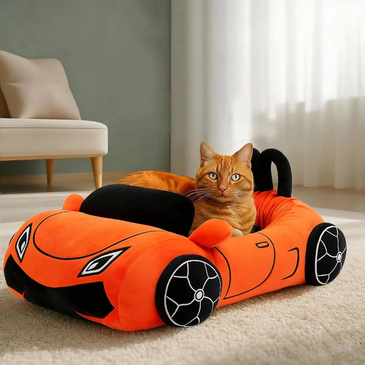 CWV Supercar Coral Fleece Cat Bed With Pillow For Pets