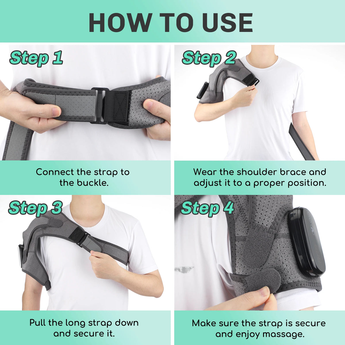 Hailicare Cordless Heating Shoulder Massager With Vibration Support Belt